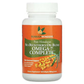 Front view of SEABUCKWONDERS Organic Sea Buckthorn Oil Omega-7 Softgels bottle