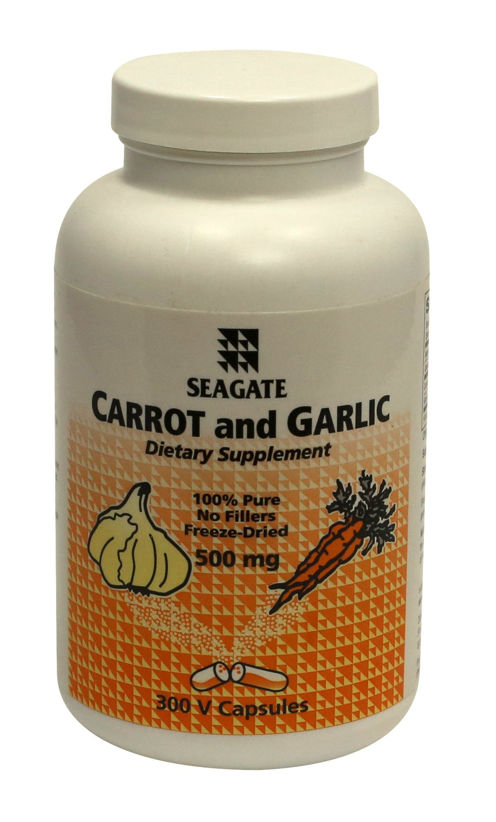 Bottle of Seagate Carrot & Garlic 500mg 300 Capsules