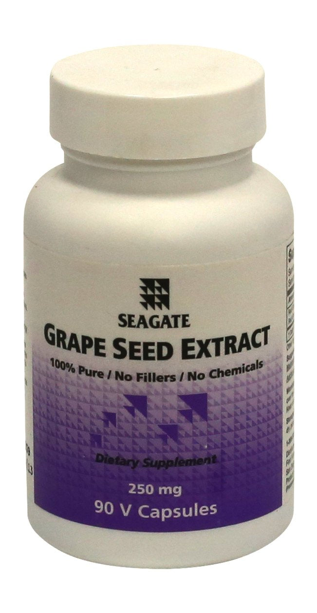Seagate Grape Seed Extract 250mg capsules - bottle close-up