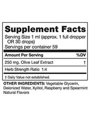 Serving of Seagate Olive Leaf Extract Liquid for Kids, raspberry-spearmint flavor