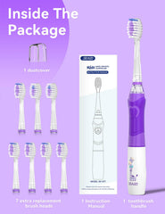 Eight replacement heads included with SEAGO Kids Toothbrush Blue