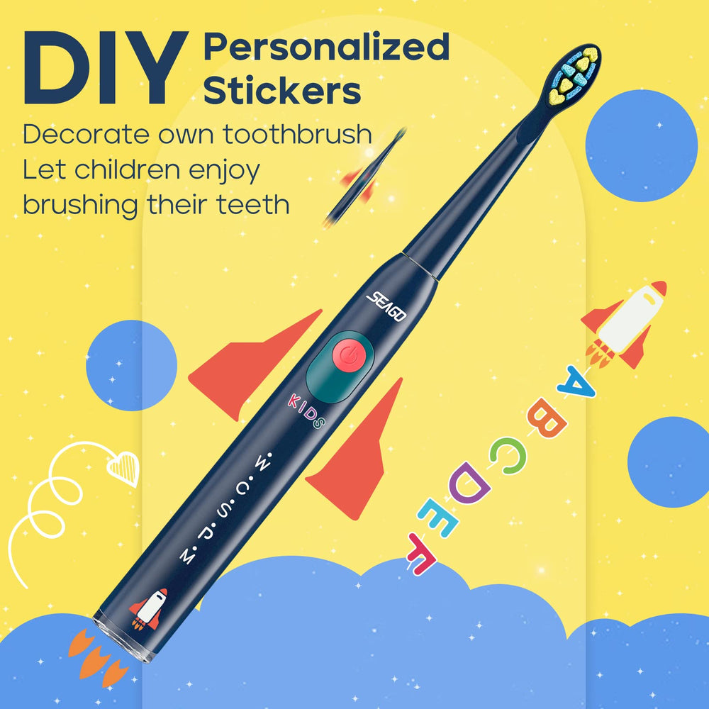 SEAGO Kids Electric Toothbrush Navy side view