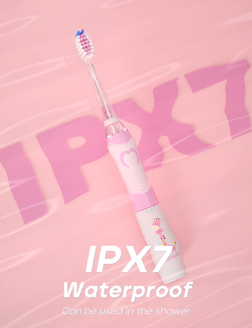 Packaging contents: toothbrush handle, eight replacement heads, cover, and manual