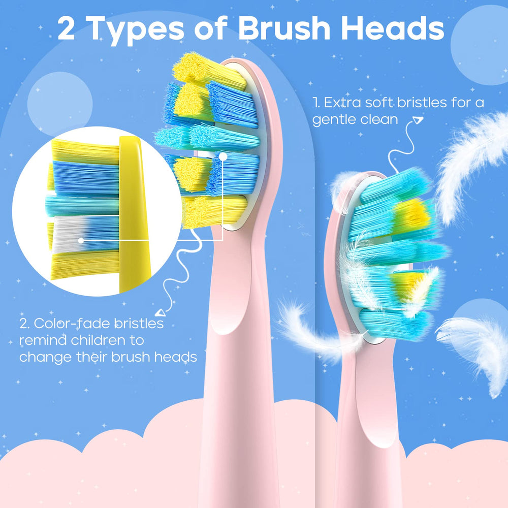 Pink SEAGO kids toothbrush with DIY alphabet stickers