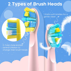 Pink SEAGO kids toothbrush with DIY alphabet stickers