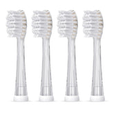 SEAGO kids replacement brush heads 4-pack - clear color, soft bristles