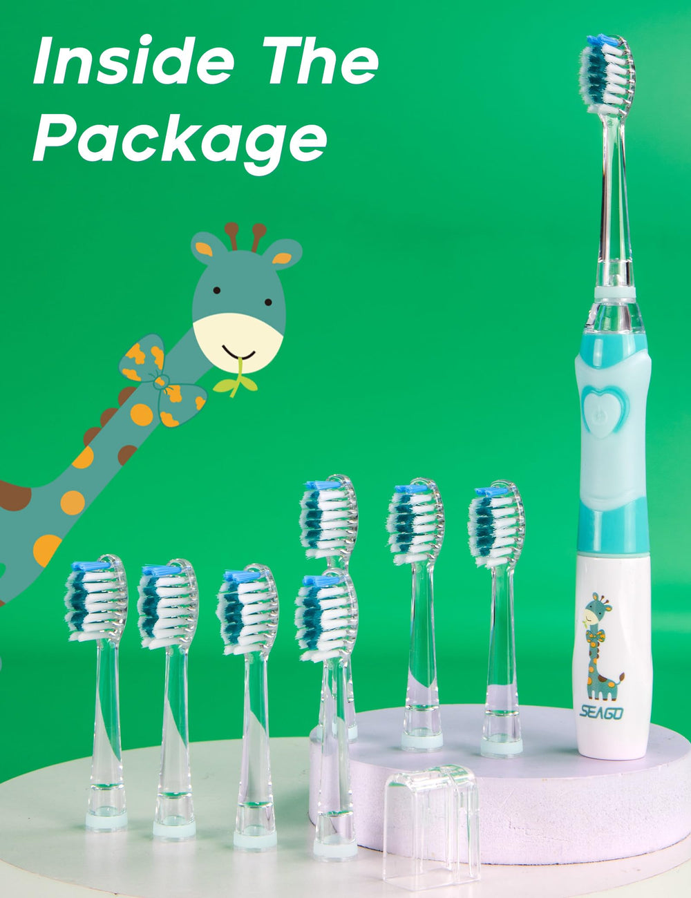 IPX7 waterproof SEAGO kids toothbrush blue