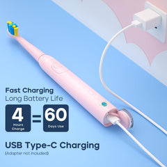 Rechargeable toothbrush with long battery life up to 60 days