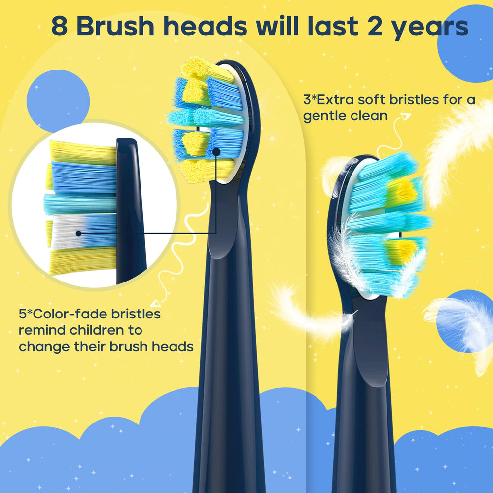 DIY alphabet stickers included with SEAGO Kids toothbrush Navy