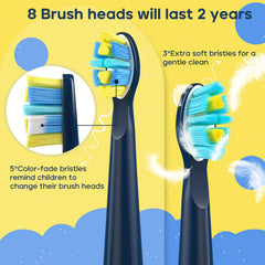 DIY alphabet stickers included with SEAGO Kids toothbrush Navy