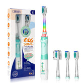 Front view of SEAGO SG-977 kids electric toothbrush in green