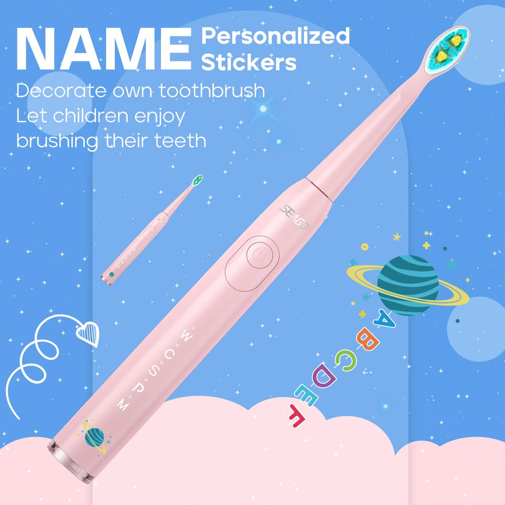 DIY alphabet stickers included with the toothbrush