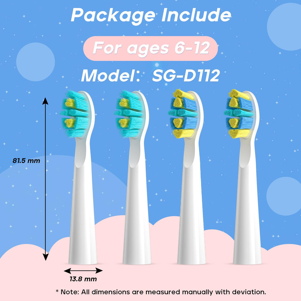 SEAGO SG-2303 Kids Brush Heads White 4pcs - back view