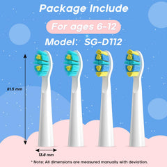 SEAGO SG-2303 Kids Brush Heads White 4pcs - back view