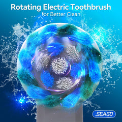 Close-up of SEAGO SG-2603 rotating toothbrush with white body