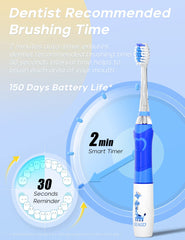 Four replacement brush heads for SEAGO SG-977 blue toothbrush