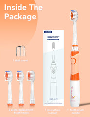 Package contents: toothbrush, replacement heads, protective cover, manual