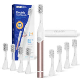 SEAGO electric toothbrush for adults in rose gold with 3-in-1 holder
