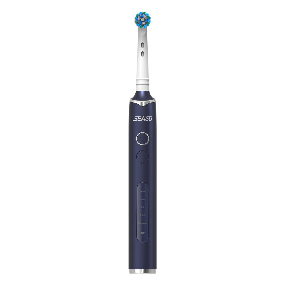 SEAGO SG-2603 blue toothbrush with 8 brush heads feature highlights