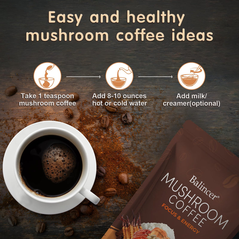 Sealed bag of mushroom coffee for freshness