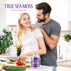 Supplement facts and ingredients panel of TrueSeaMoss capsules