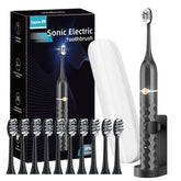 Seapeoa electric toothbrush set with 10 replaceable heads and travel case