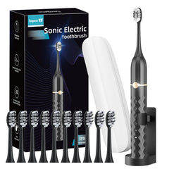 Seapeoa electric toothbrush set with 10 replaceable heads and travel case