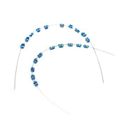 SEAVERRS 1 Pack temporary dental decorations blue - metal wires, brackets and ligatures mounted on a dental model (image 1)