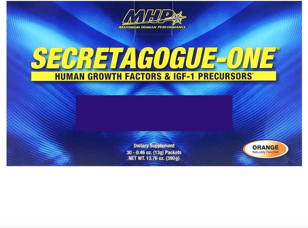 Secretagogue Gold 16 oz bottle and 30-packets packaging
