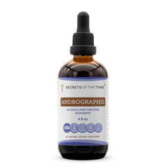 Front view of Secrets of the Tribe Andrographis Alcohol-Free Liquid Extract bottle, 4 oz