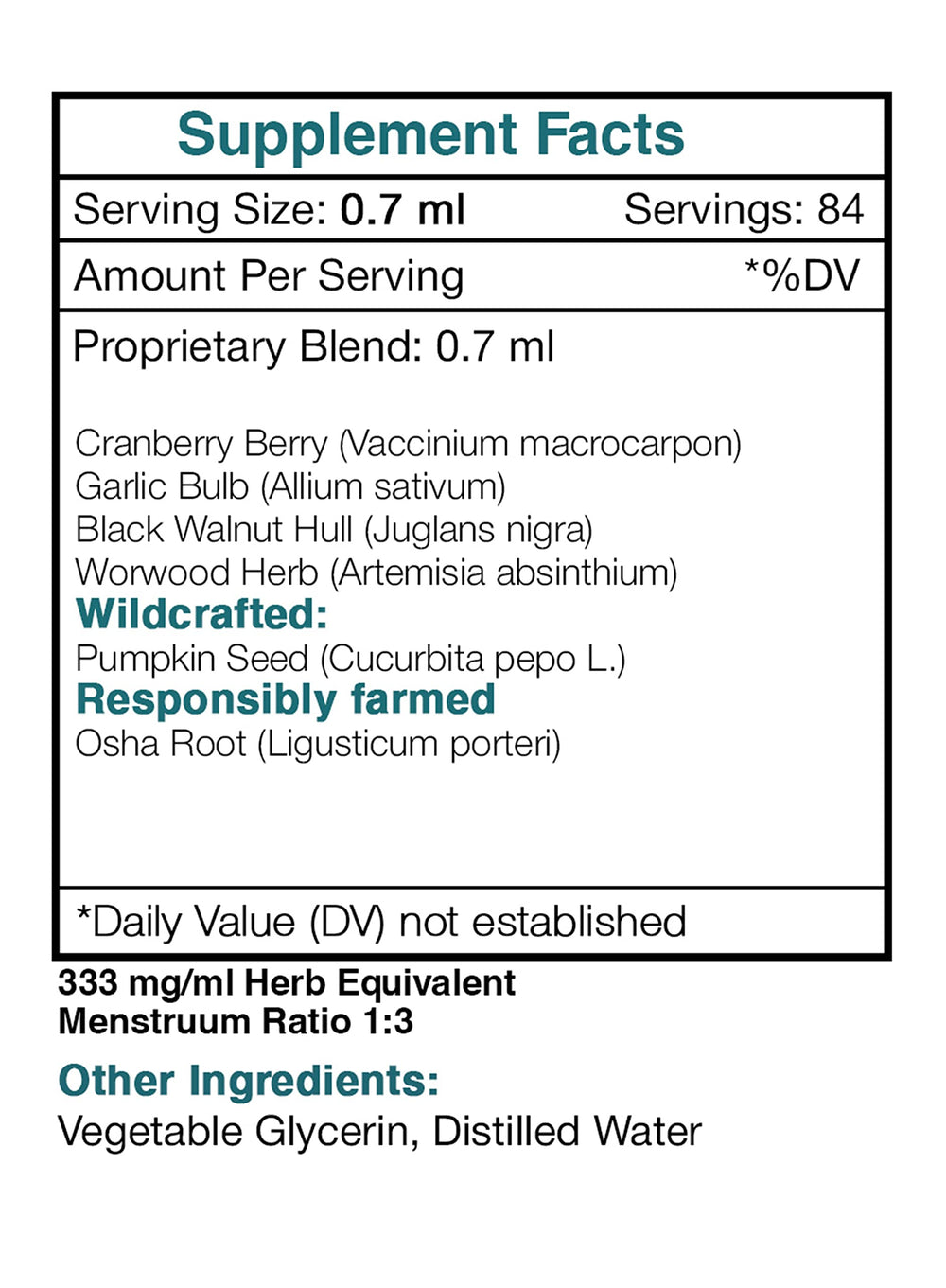 Product label highlighting High Potency and Alcohol-Free notes