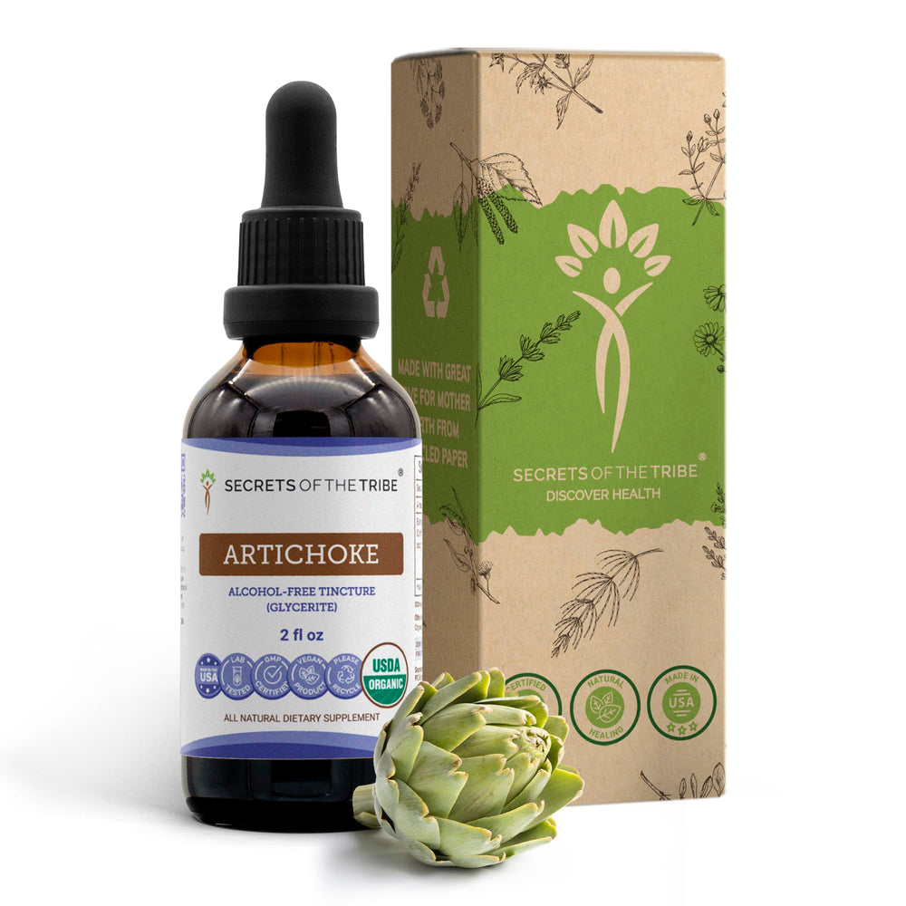 Front view of Secrets of the Tribe Artichoke 2 oz bottle