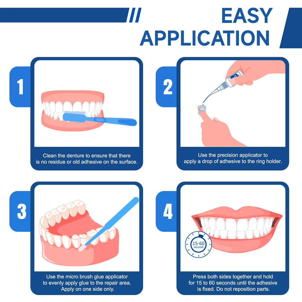 Secure loose denture teeth with adhesive