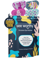 See Worthy Magicals adhesive eye patches one-size-fits-all on a child