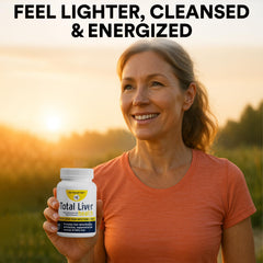 Close-up of the product bottle label showing liver health formula