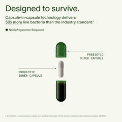 Seed DS-01 bottle displayed on a shelf indicating shelf-stable packaging