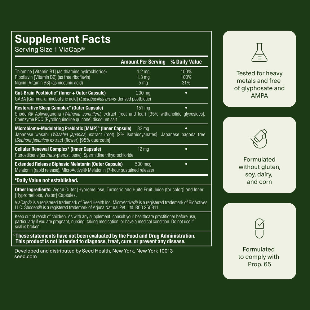 Nighttime routine showing taking PM-02 before bed