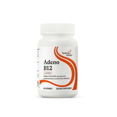 Front view of Seeking Health Adeno B12 bottle with 3000 mcg label
