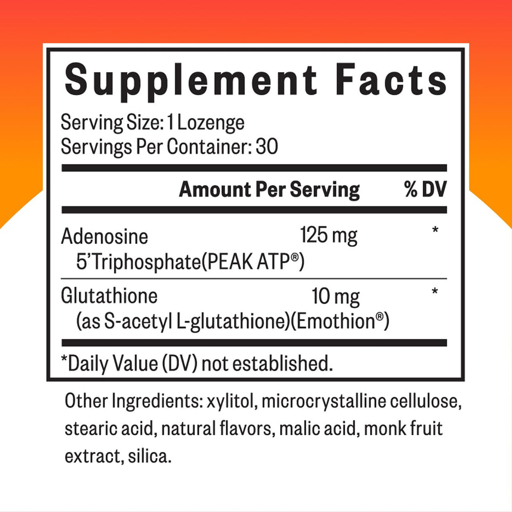 Seeking Health Energy Nutrients glutathione ingredient closeup highlights antioxidant support.
