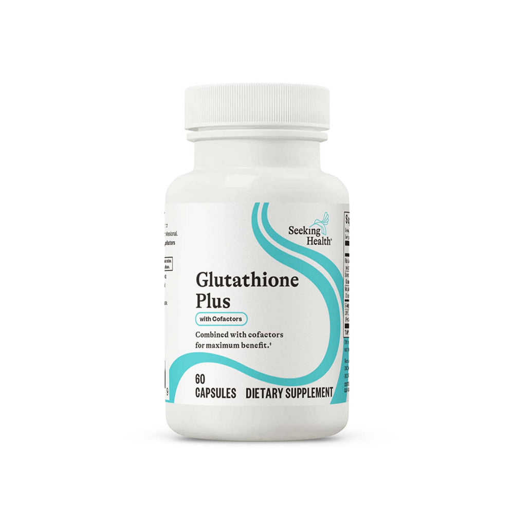 Bottle of Seeking Health Glutathione Plus with label