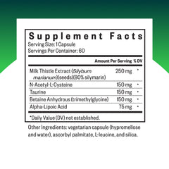 Bottle with label details for Liver Nutrients