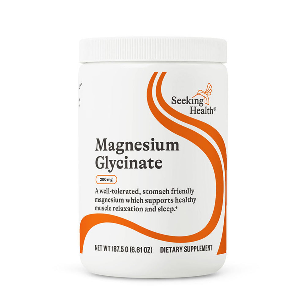 Front view of Seeking Health Magnesium Glycinate Powder 75 servings package