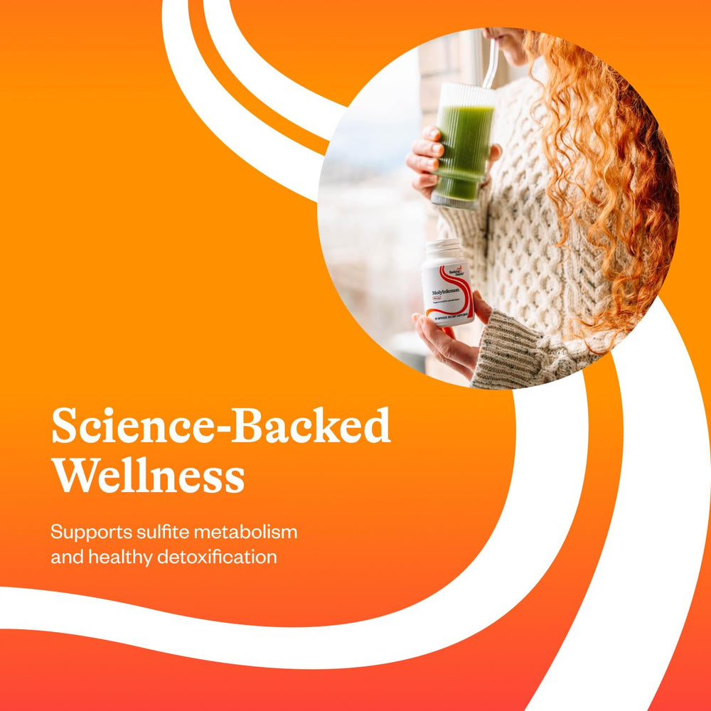 Supplement facts panel showing 500 mcg molybdenum per serving