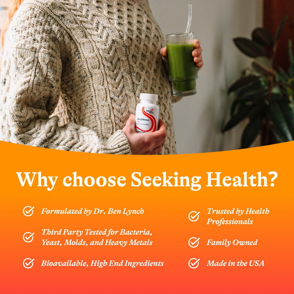 Quality and safety assurance label for Seeking Health molybdenum product