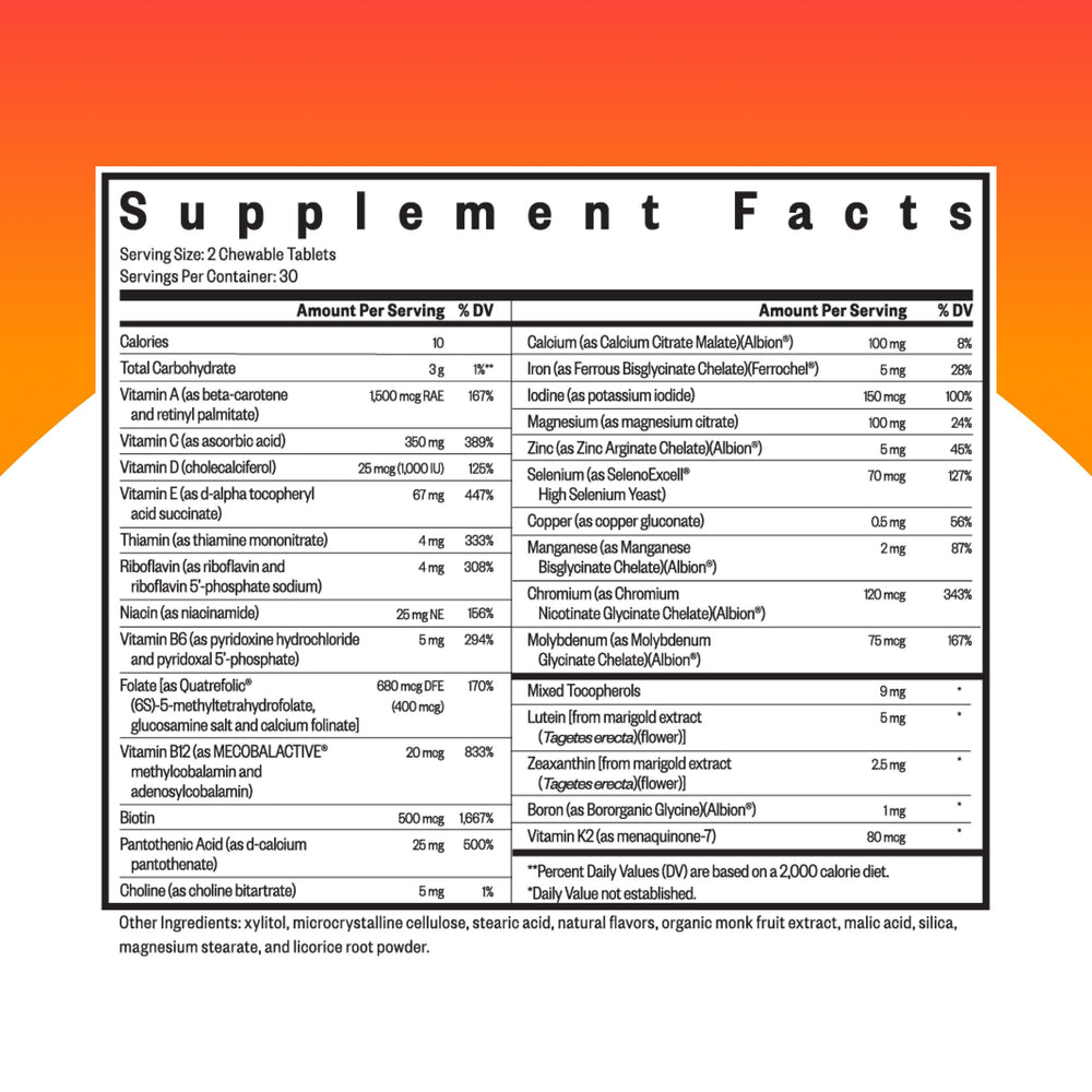 Close-up of L-5-MTHF and B12 on supplement label
