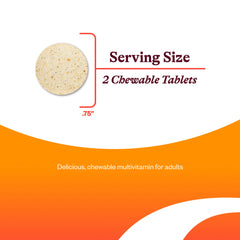 Chewable multivitamin tablets arranged on a white surface
