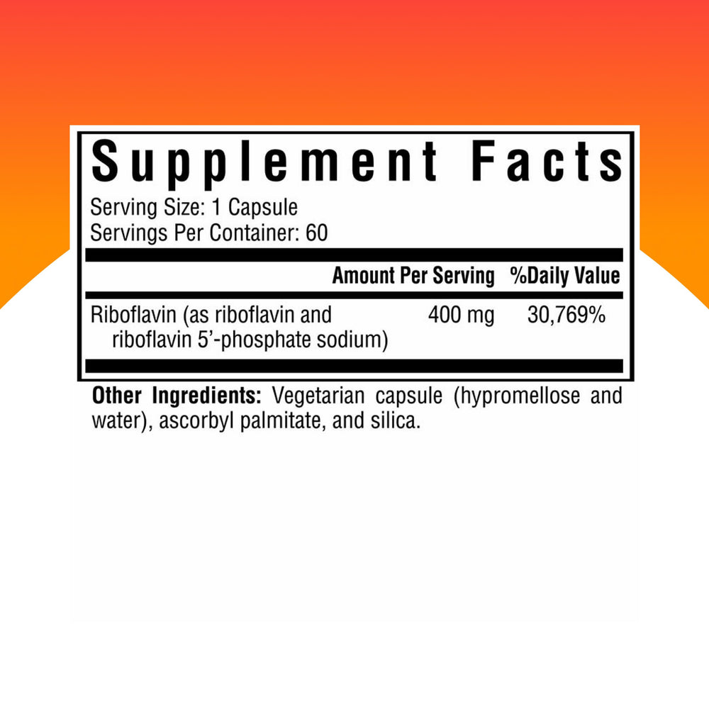 Vegetarian Vitamin B2 capsules (R-5-P) 400 mg