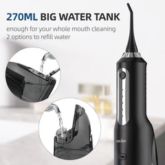 Eight jet tips and rotating nozzle on Sejoy flosser