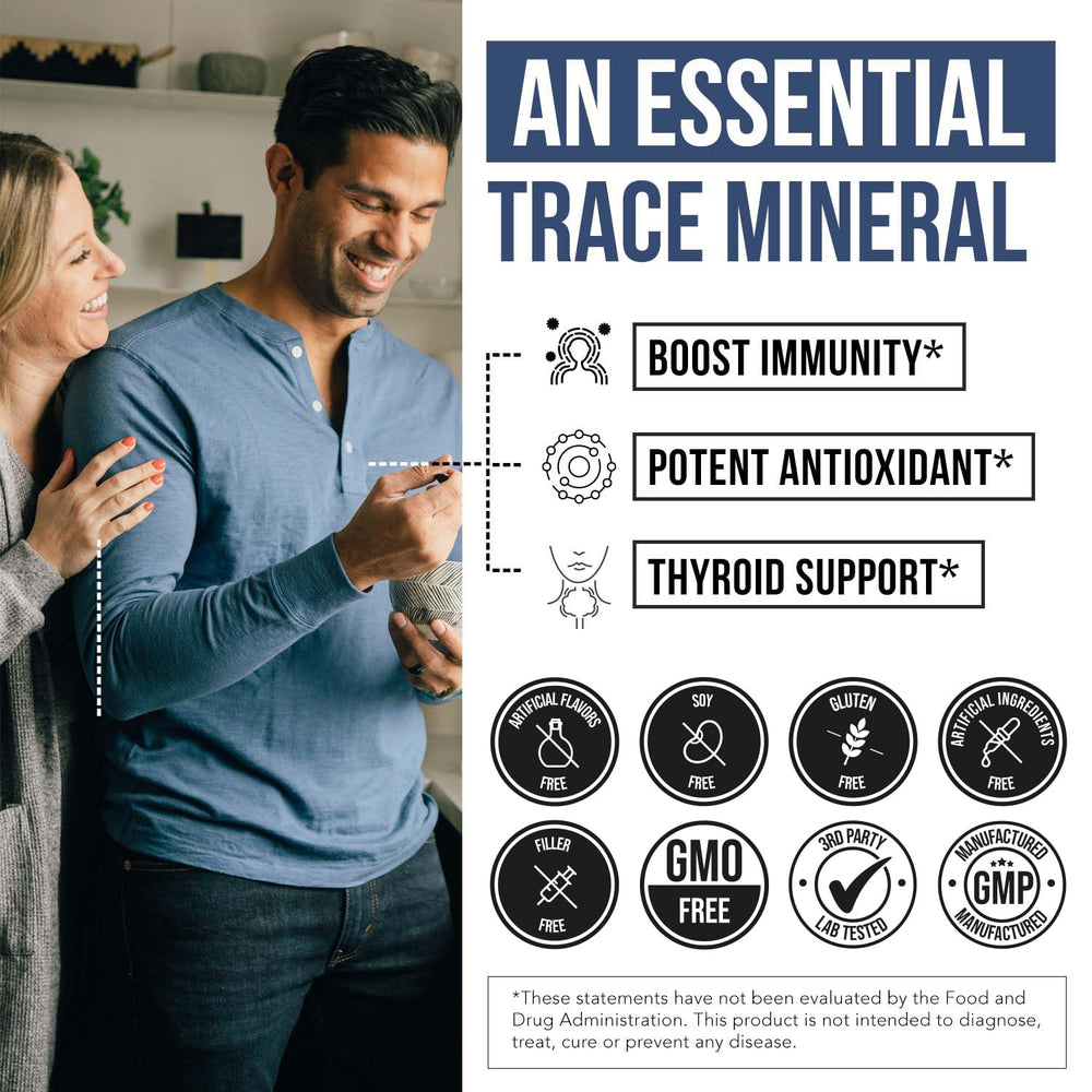 Glass bottle packaging for Selenium supplement (2 oz, vegan)