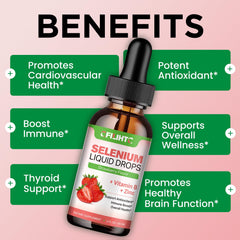 Graphic showing immune support and antioxidant benefits of selenium drops